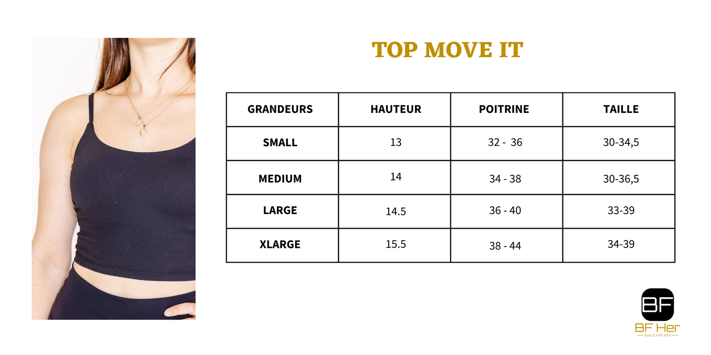 Camisole crop avec soutien intégré MOVE IT - Noir