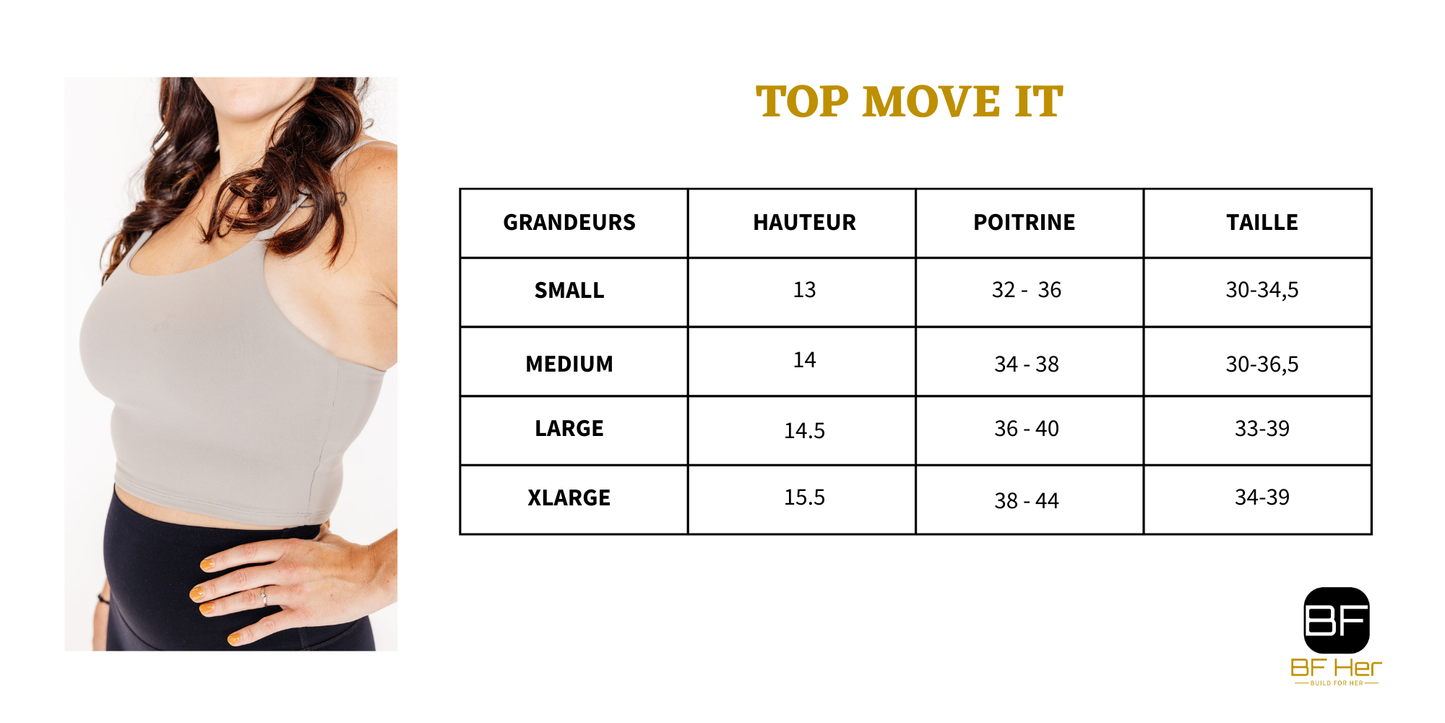 Camisole crop avec soutien intégré MOVE IT - Gris