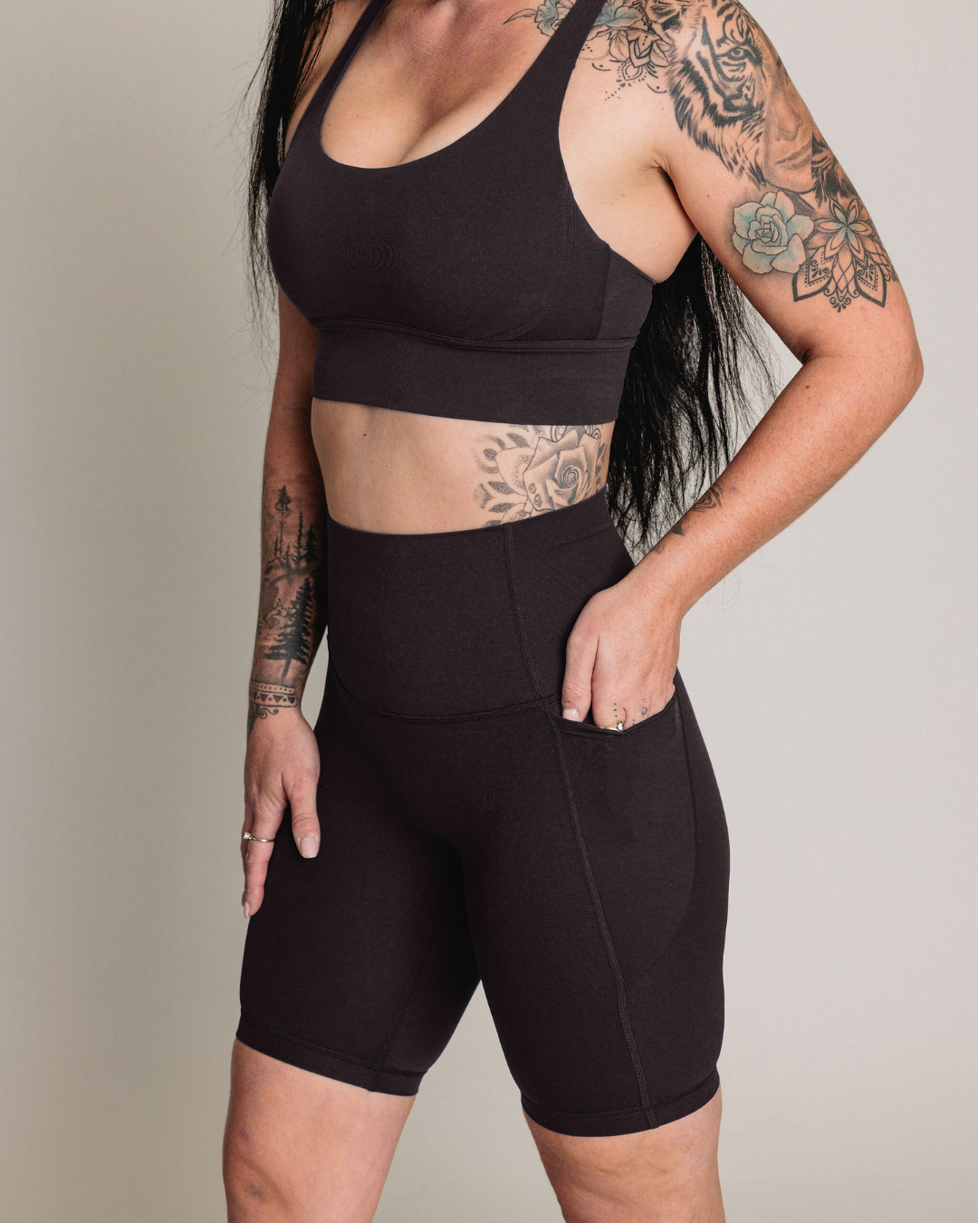 BikerShort Long [poche] LE RUNNER - Noir