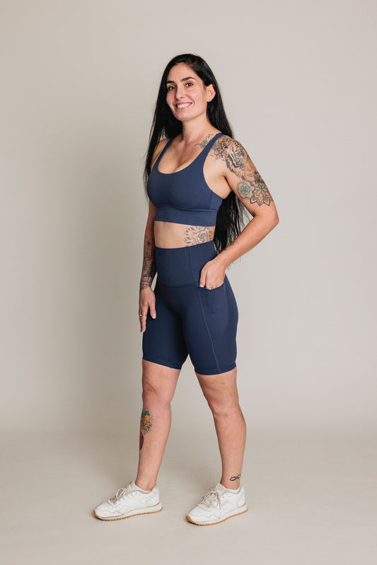 BikerShort Long [poche] LE RUNNER - Navy