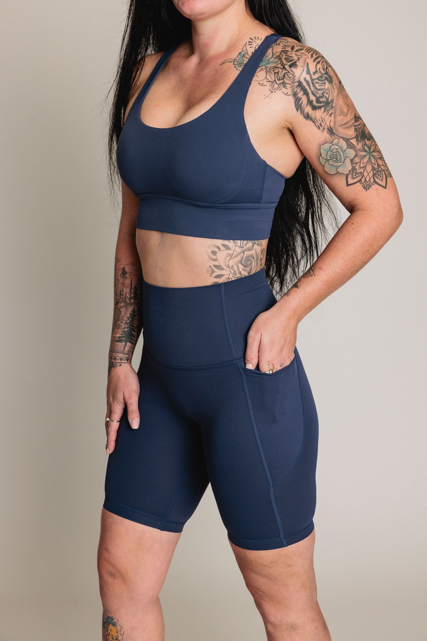 BikerShort Long [poche] LE RUNNER - Navy