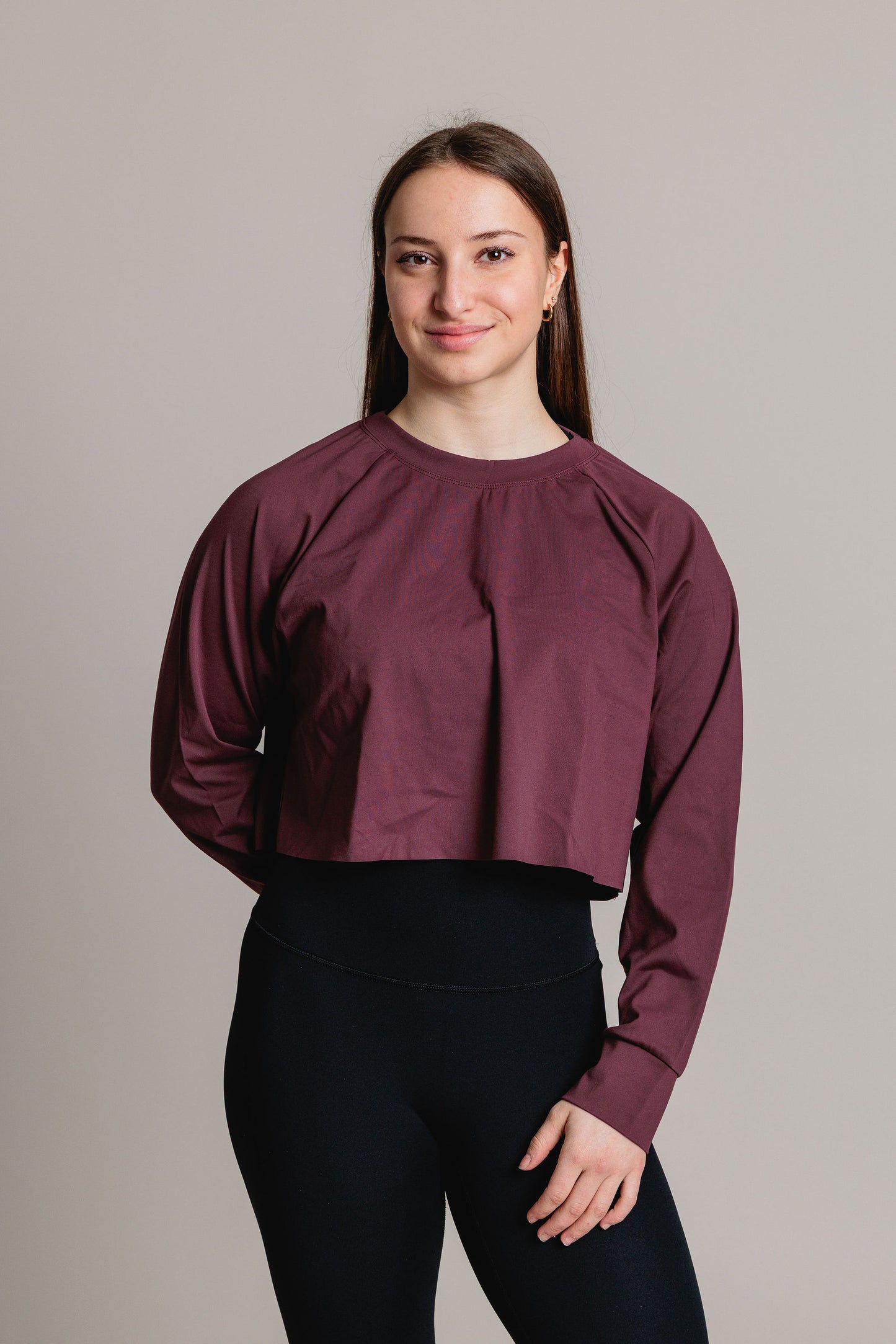 Chandail Crop manches longues FLEXIA - Prune
