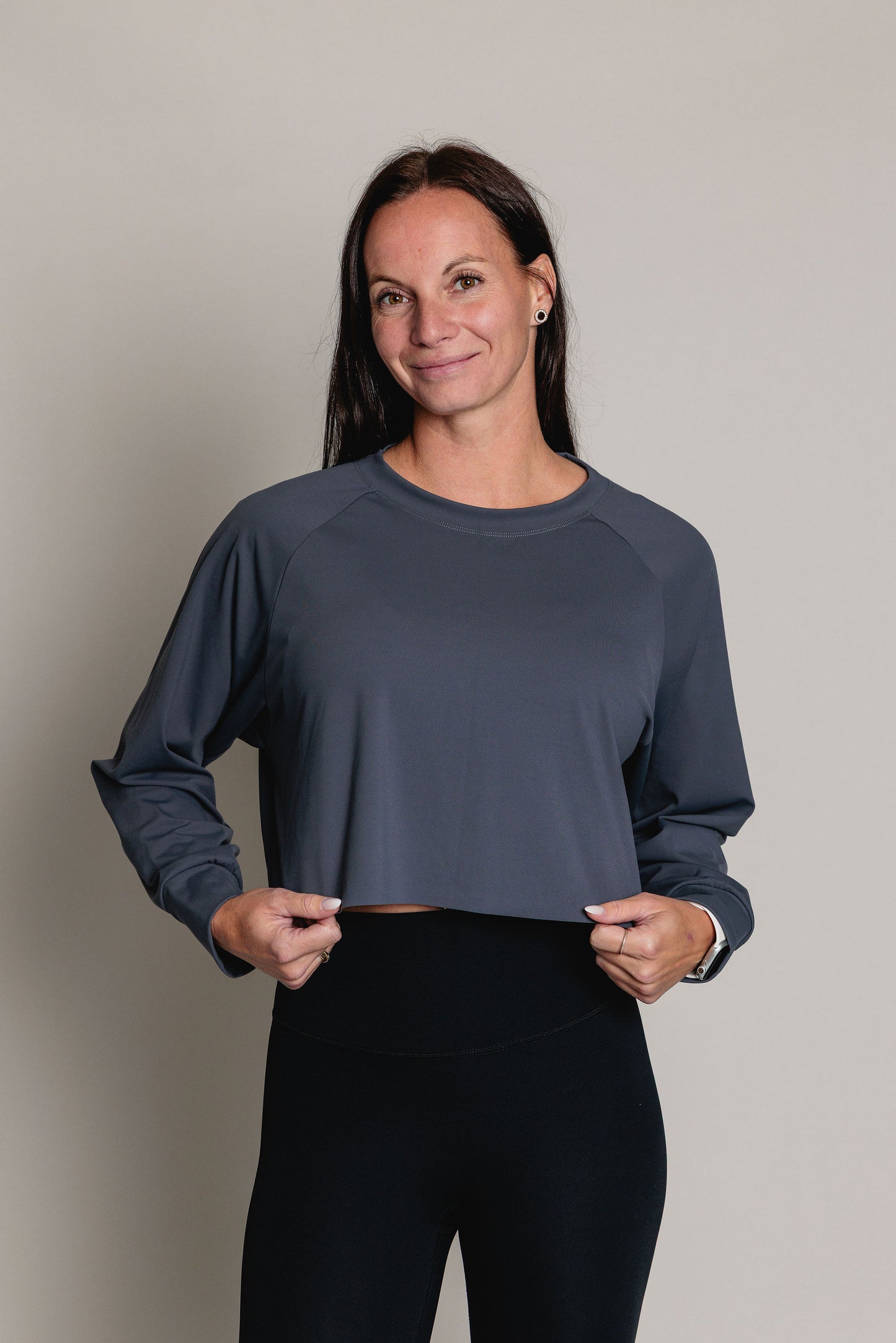 Chandail Crop manches longues FLEXIA - Charcoal