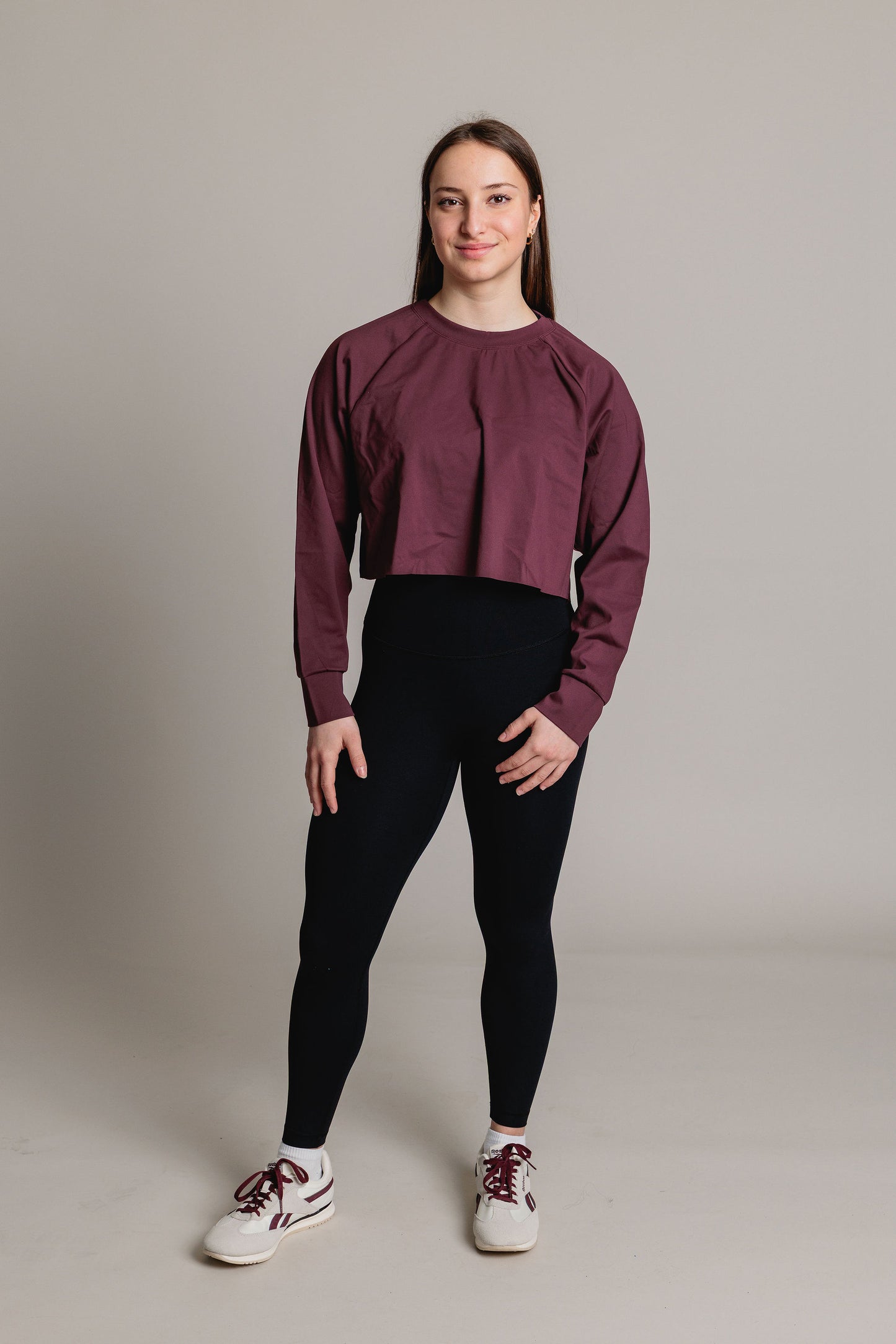 Chandail Crop manches longues FLEXIA - Prune