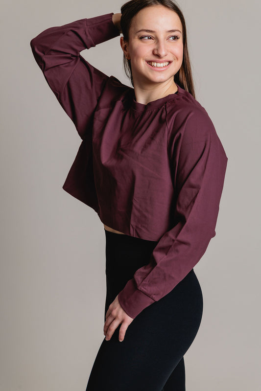 Chandail Crop manches longues FLEXIA - Prune