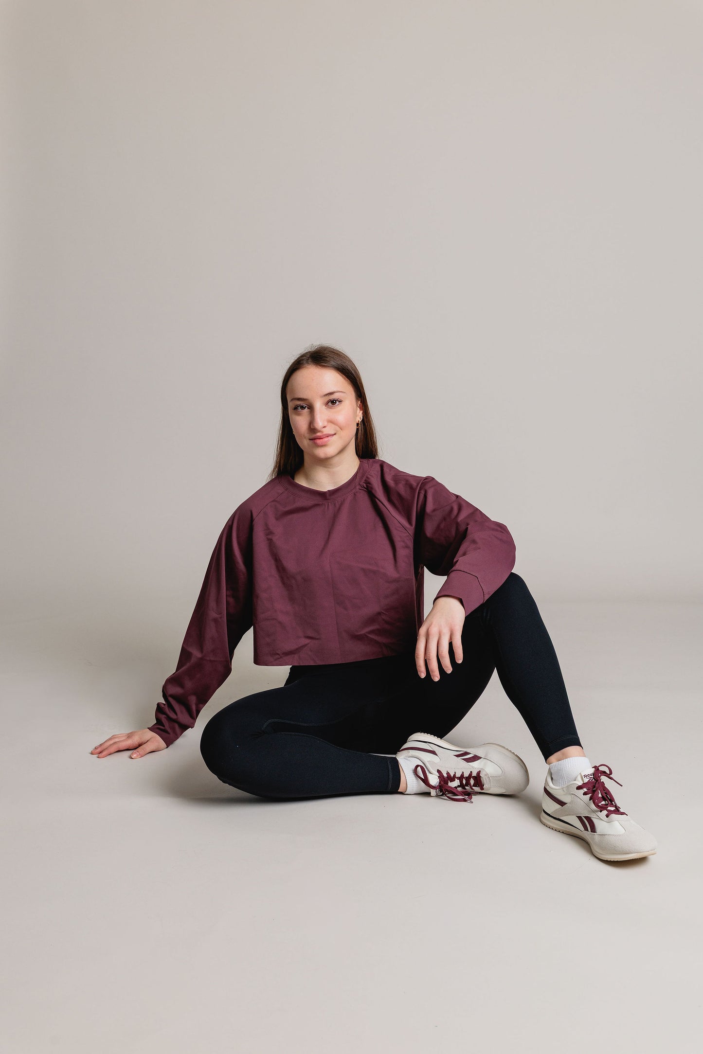 Chandail Crop manches longues FLEXIA - Prune