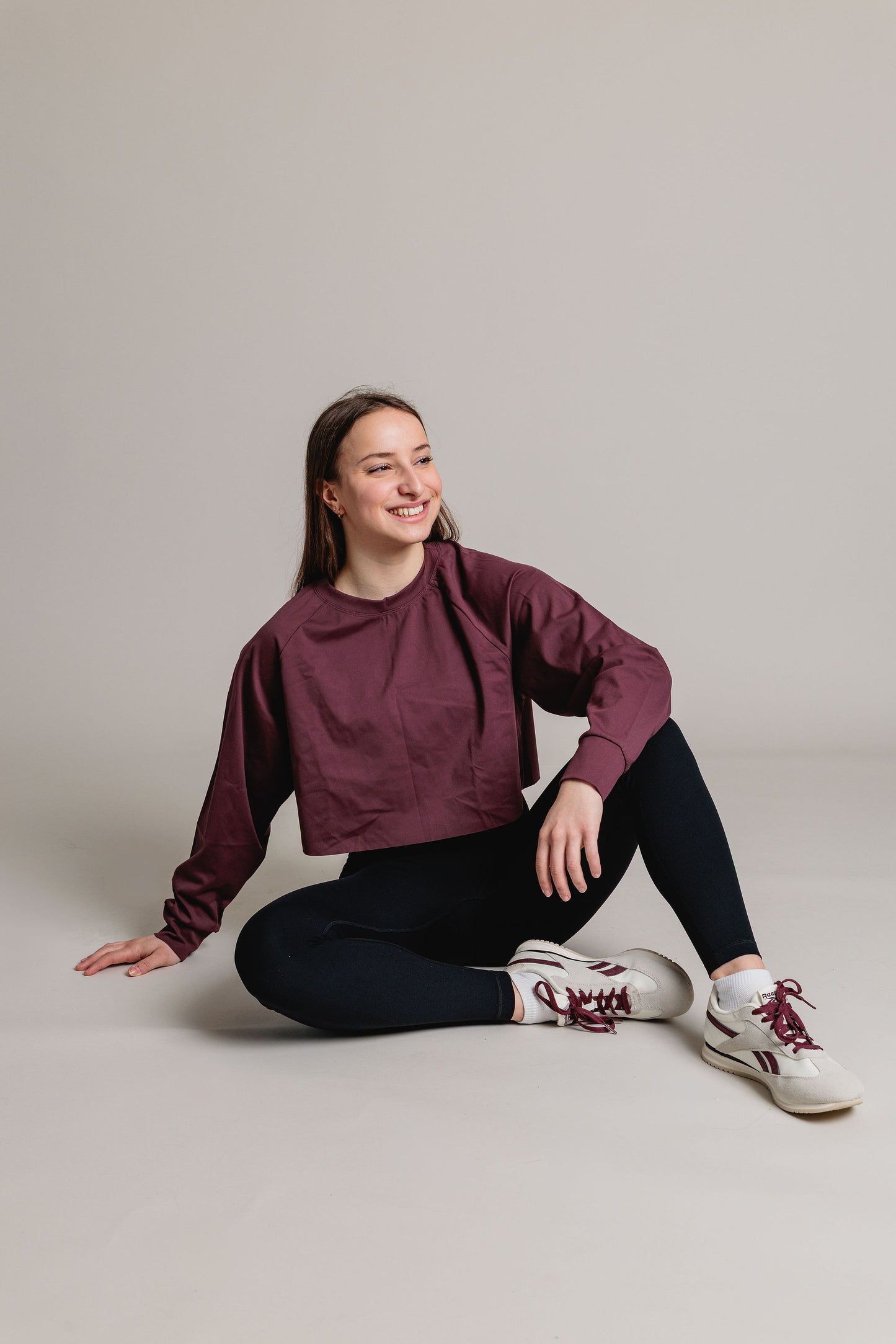Chandail Crop manches longues FLEXIA - Prune