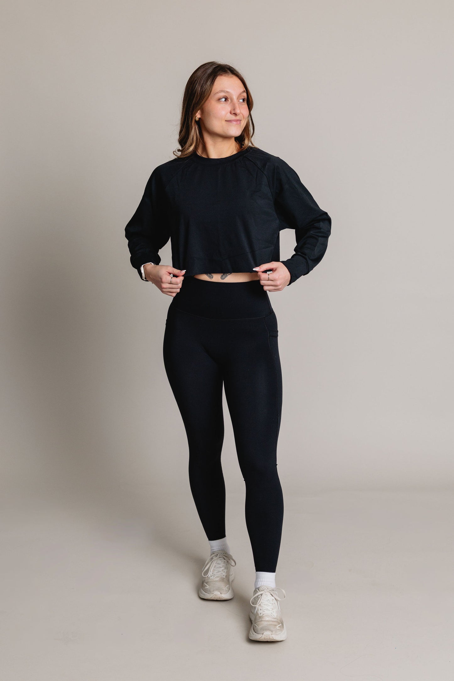 Chandail Crop manches longues FLEXIA - Noir