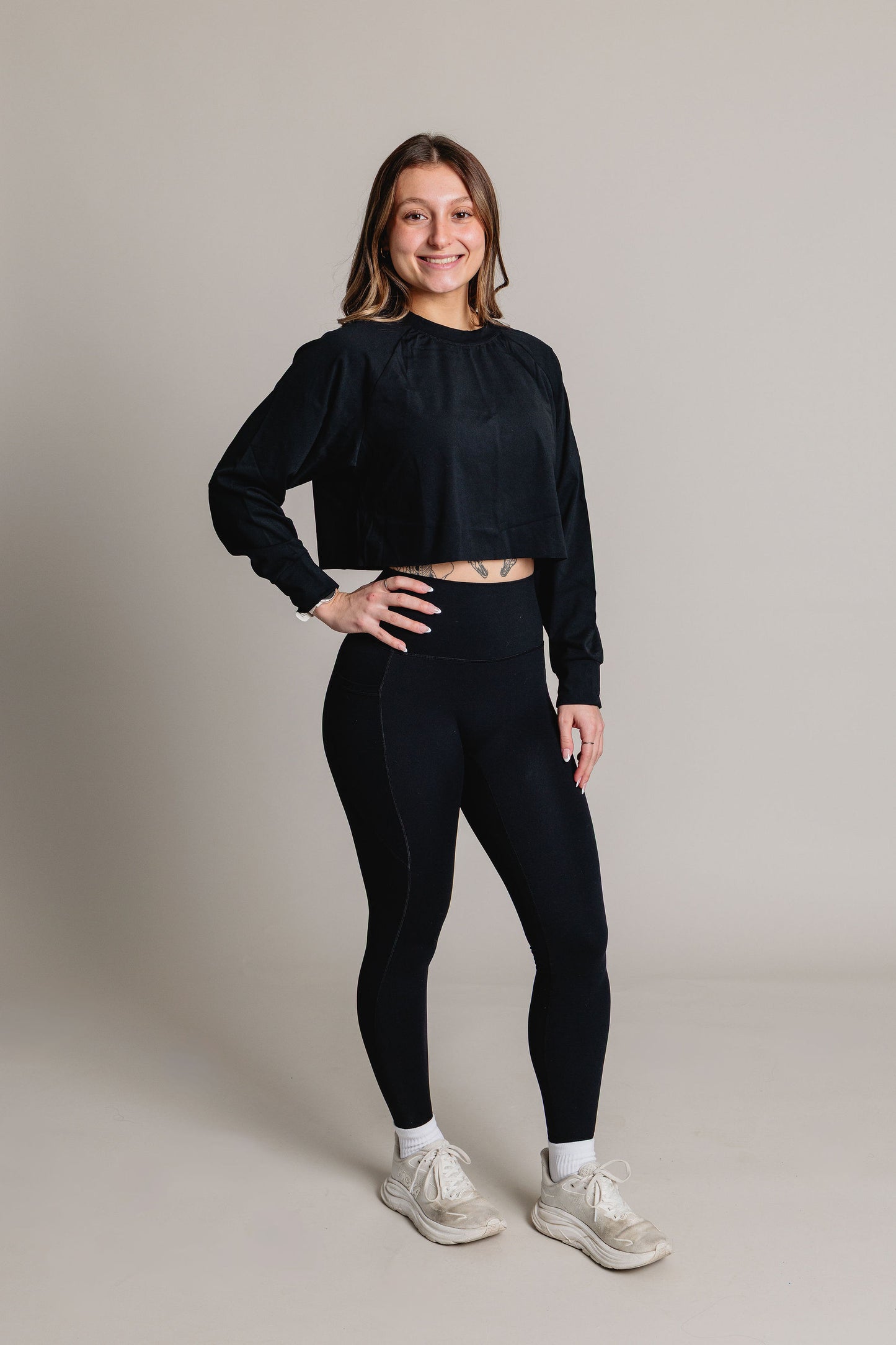 Chandail Crop manches longues FLEXIA - Noir